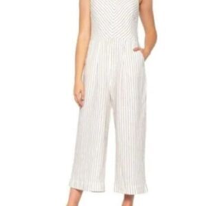 Rachel Zoe Pinstripe black/white zip up Linen/cotton jumpsuit, size 8